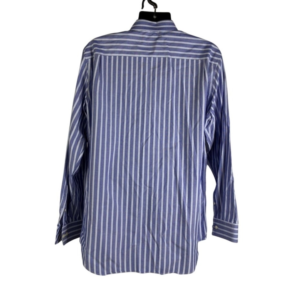 Banana Republic Fitted Blue White Stripe Dress‎ Shirt XL 17-17 1/2 Cotton - Picture 3 of 14